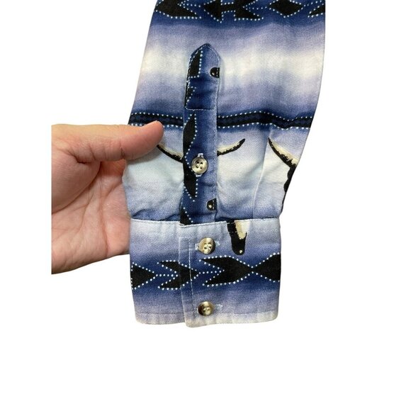 Roper Western Men's Multi Colored Sz M Bull Head Long Sleeve Shirt 15 1/2 33 - Picture 6 of 8